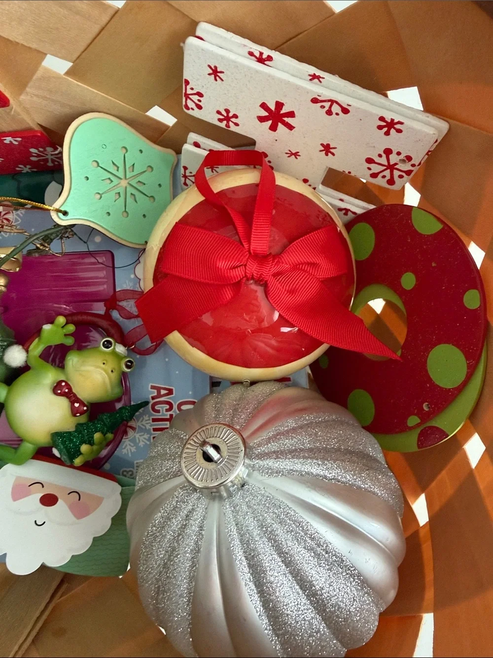 Holiday - Christmas - Decorative - Ornament - Random Set - Red - Silver - Green